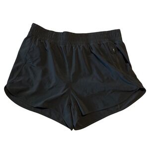 CRZ YOGA Womens Black Running Shorts Size XL 14 Lined Zipper Pocket Athletic